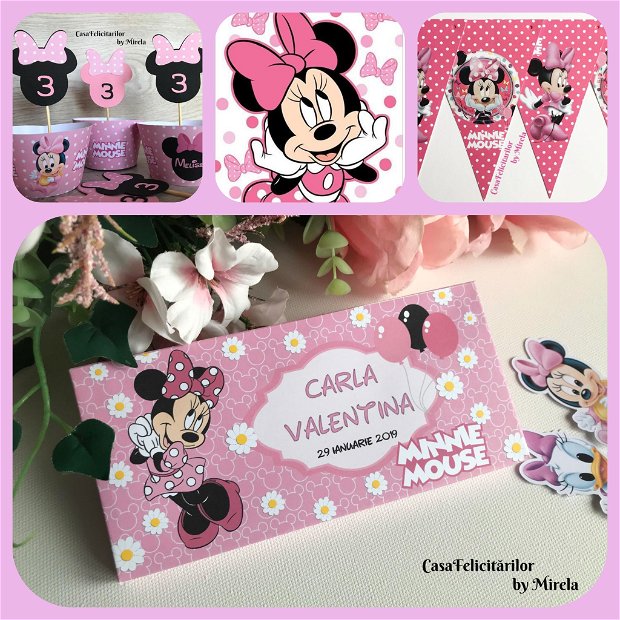 Numar de masa Minnie Mouse - pe bat pentru aranjamente florale
