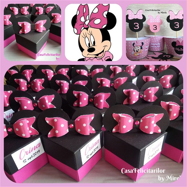 Cifra aniversara Minnie mouse roz
