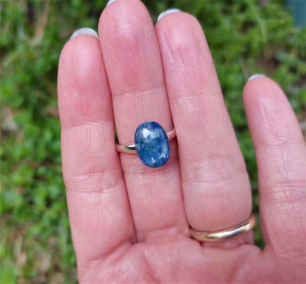 Inel Kianit si Argint 925 - IN1040 - Inel albastru reglabil, inel pietre semipretioase, cristale vindecatoare, inel delicat, cadou prietena, cadou iubita, cadou sotie, inel cadou, cristaloterapie