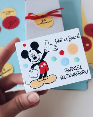 Marturii botez Mickey Mouse personalizate pictate manual magnetice