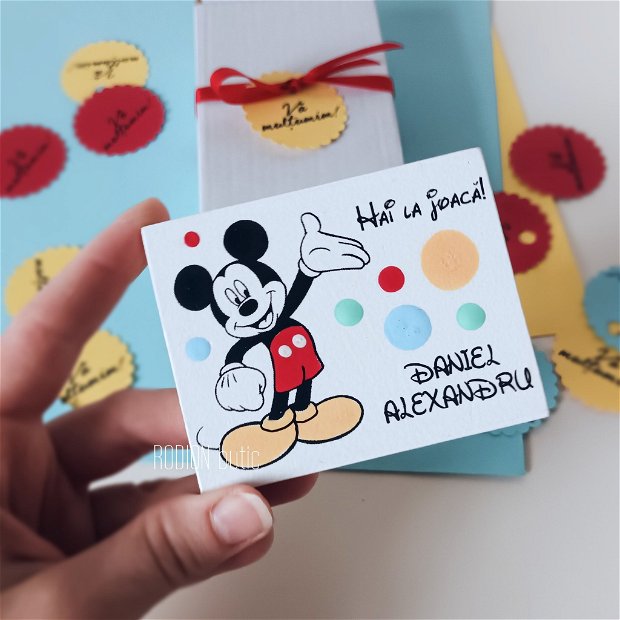 Marturii botez Mickey Mouse personalizate pictate manual magnetice