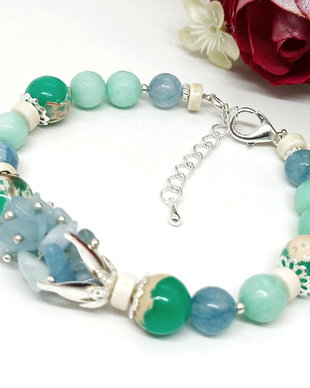 Bratara regalit,jad si angelit /placat argint