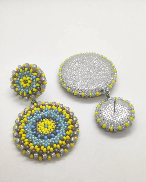 Set de bijuterii galben-albastru asimetric