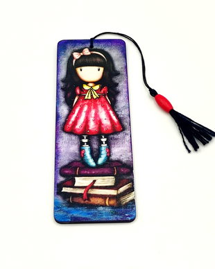 Semn de carte handmade, violet - rosu 2725