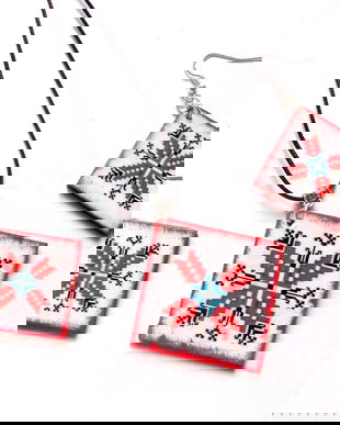 set bijuterii lemn cu motiv traditional 40484