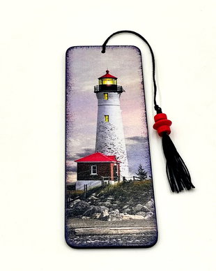 Semn de carte handmade, motiv marin far 2734