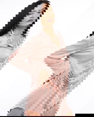 Camasa de Noapte Roz din Satin de Matase