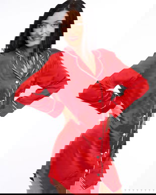 Camasa de Noapte Rosie din Satin de Matase