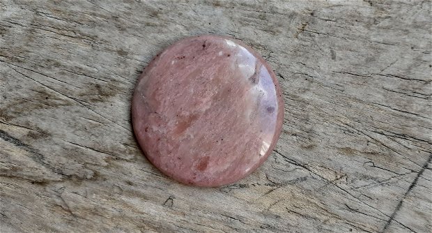 Cabochon rodonit roz prafuit, 40 mm