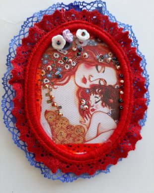Brosă print canvas