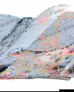 Pled bleu din bumbac cu model deosebit