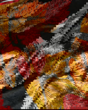 Esarfa mare, print vegetal, tomnatic