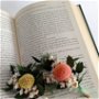 Cocarde nuntă-flori naturale uscate, Craspedia Galben Somon 8 cm