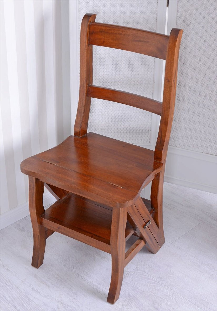 Scaun scara din lemn mahon