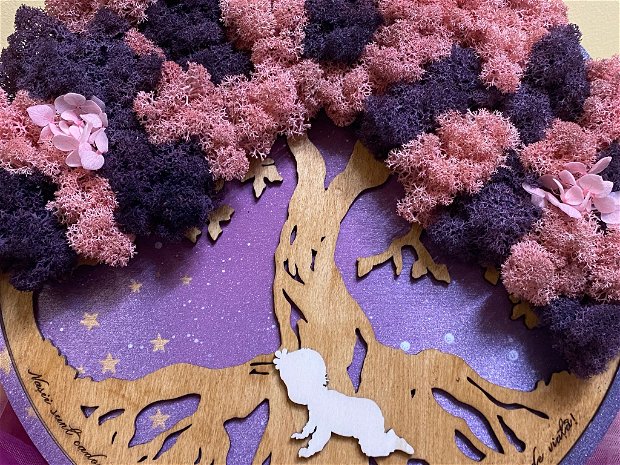 Copacul vieții cu licheni pentru nasi de botez fetița