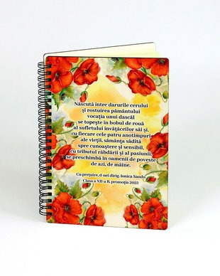 Agenda lemn personalizata - cadou educatoare, invatatoare, profesoara, diriginta