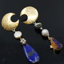 Moon Calling Cercei asimetrici, statement, din argint 925,lapis, perle si abalone