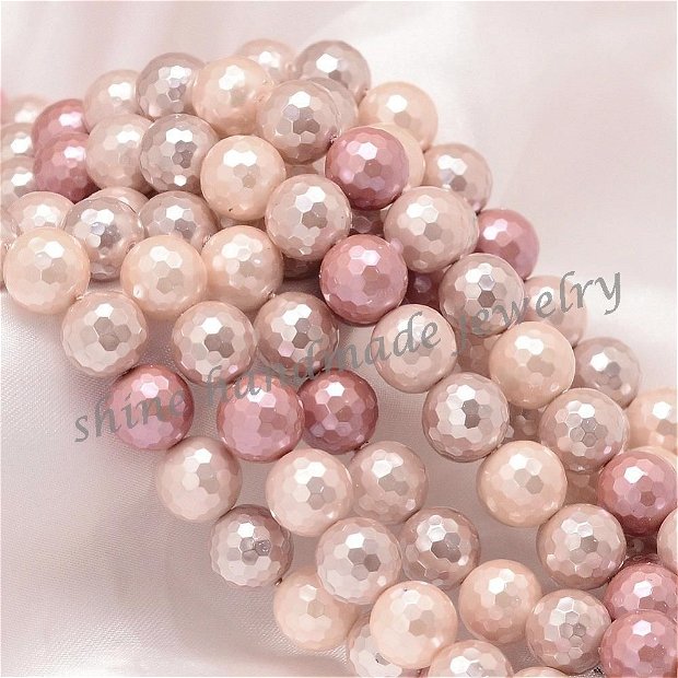 Perle de Mallorca colorate, fatetate, 10mm