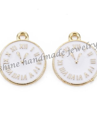 Charm ceas, alb emailat, 17x14.5x1.5mm