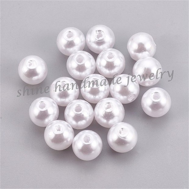 Perle albe acril, 11~12mm