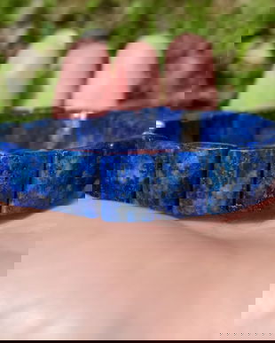 Bratara Lapis lazuli fatetat - BR1020 - bratara gri, bratara elastica, bratara pietre semipretioase, cadou romantic, cadou sotie, cristale vindecatoare