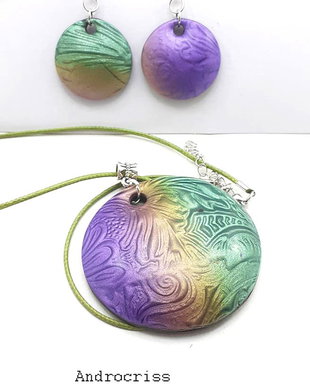 purple-green, set bijuterii din lut polimeric