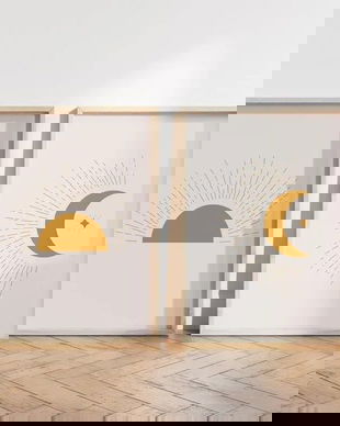 Set tablouri, Tablou soare, tablou luna, Tablou, Tablou minimalist, Tablou modern, Tablou abstract, Tablou boho, Decoratiune perete