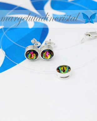 Set Swarovski / Vitrail Medium / Colier Fir Transparent / Cercei - Argint 925
