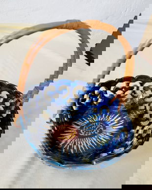 Coșuleț ceramica și lemn