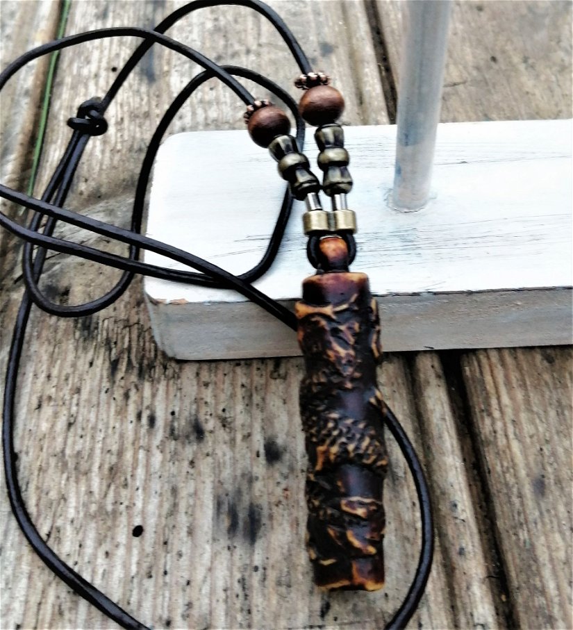 ZM1984- Colier barbatesc/ colier tribal- snur piele- colier handmade