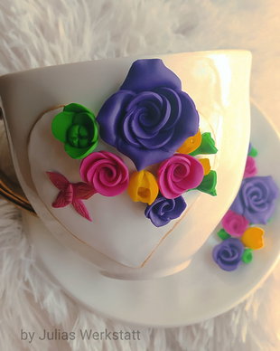 Set ceașcă+farfurie "Flowers"