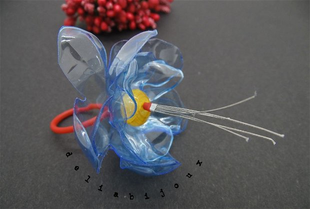 Inel handmade unicat - agata si plastic reciclat (cod639)