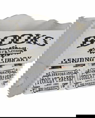 Suport hartie din lemn masiv alb antichizat