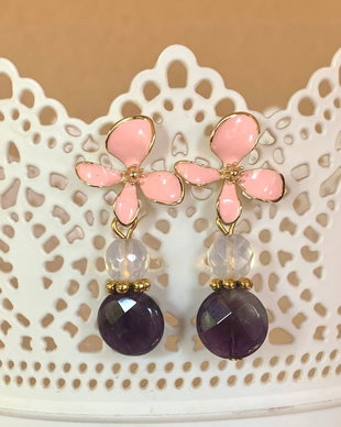 CERCEI~PINK SHADOWS~ametist,opalit,email,accesorii aurite HQP