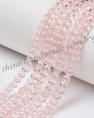 Margele sticla Pink, 6x3mm