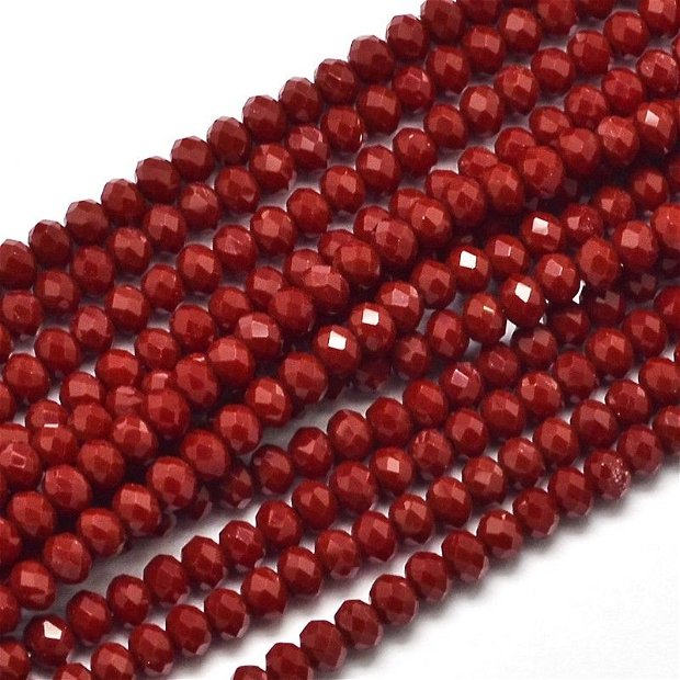 Margele sticla, Red, 4x3mm