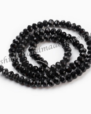 Margele sticla, Black, 6x5mm