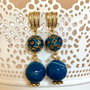 CERCEI ~BLUE FLOWERS~ agate fatetate,accesorii aurii HQP