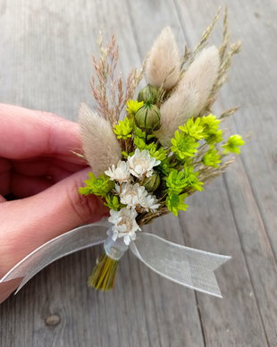 Cocarde nuntă-flori naturale uscate,Verde 10 cm