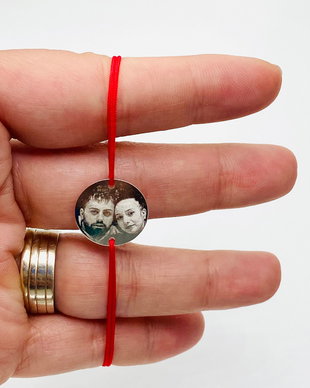 Bratara reglabila personalizata - Portret / Banut/Charm 1,6 Cm / Argint 925