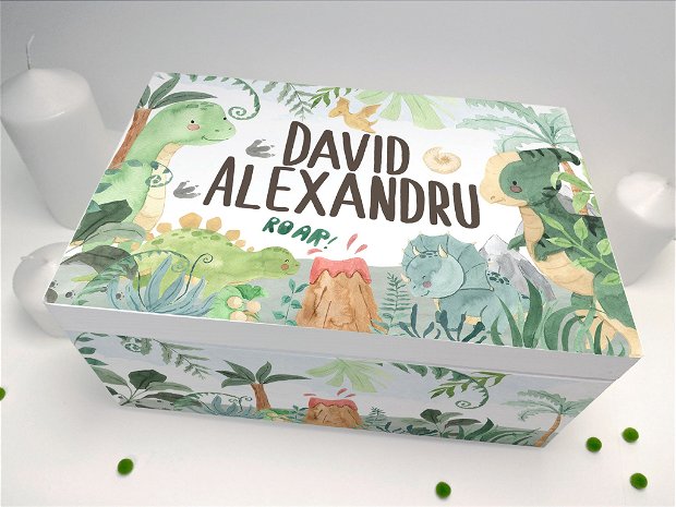 Cutie Amintiri Copii Personalizată - În lumea dinozaurilor