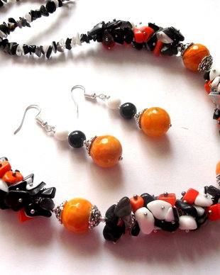 set agate si coral portocaliu 40894