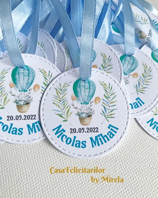 Etichete mărturii botez băietei Elefănțel in balon cu aer cald