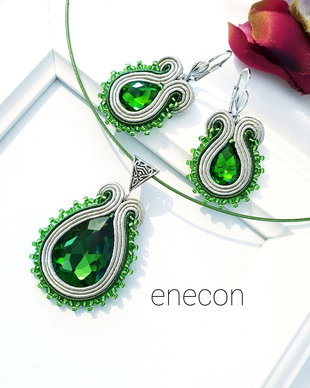 Set soutache cu cristale verzi