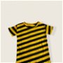 Tricou din in tricotat - dungi galben negru -