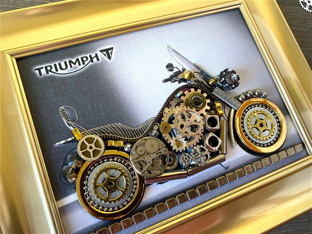 Motocicleta Triumph Cod M 579・Motocicleta piese de ceas・Cadou Tablou cu masini・Cadouri barbati