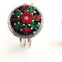 Bratara fixa Bangle cu broderie manuala pe catifea neagra