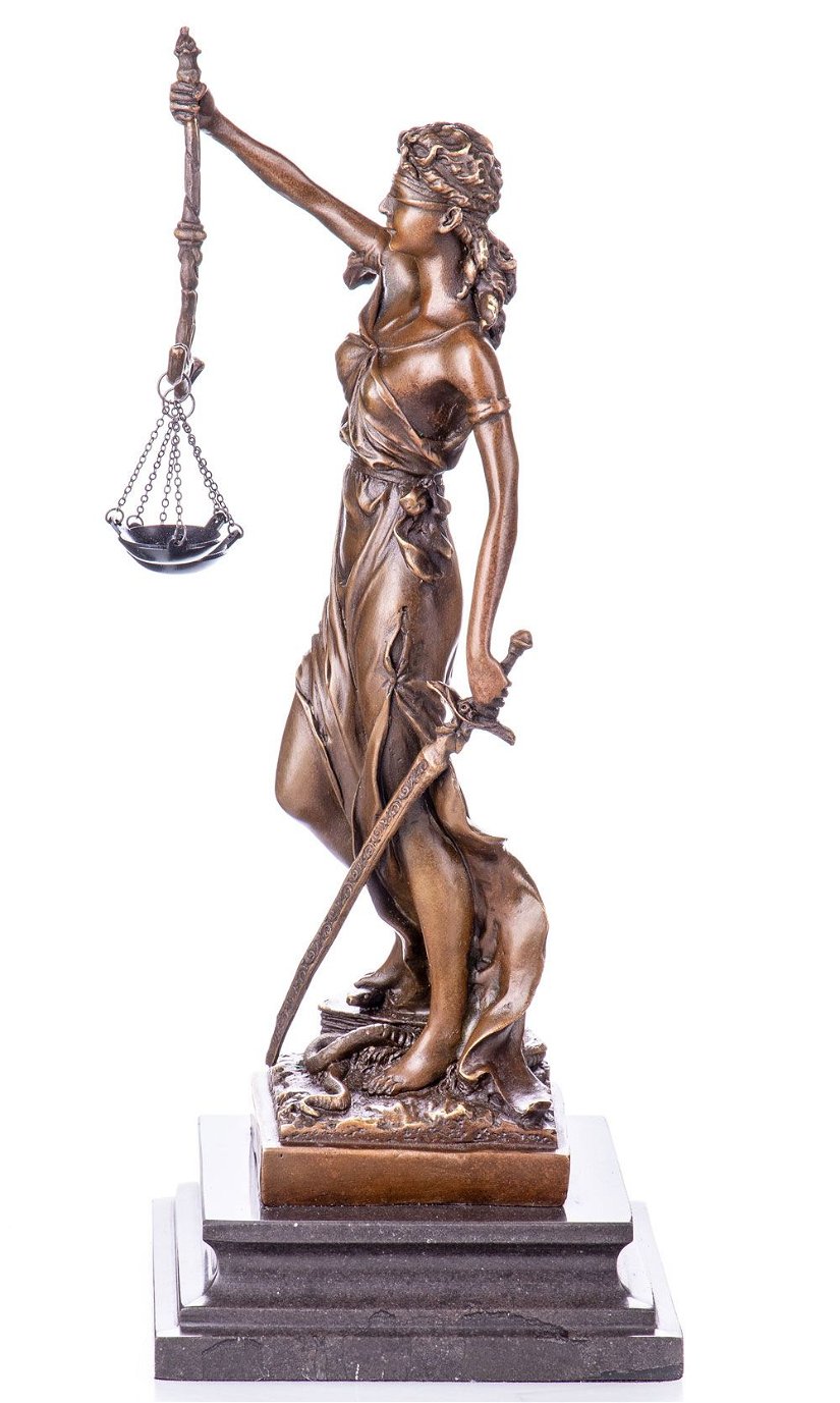 Justitia franceza- statueta din bronz pe soclu din marmura