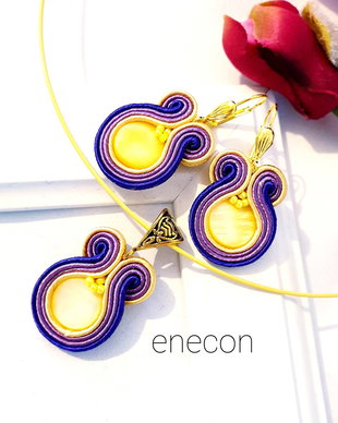 Set galben-lila cu sidef, Set soutache