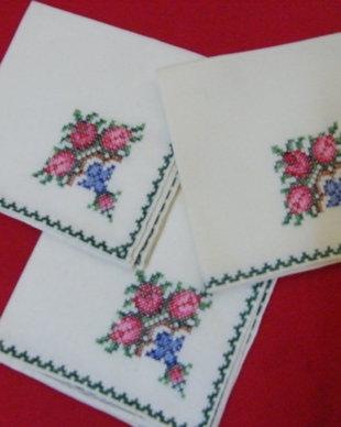 Set 3 servete broderie manuala